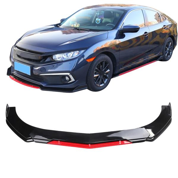 Imagem de Front Lip Veicular Regulável Preto Metálico E Vermelho Carro