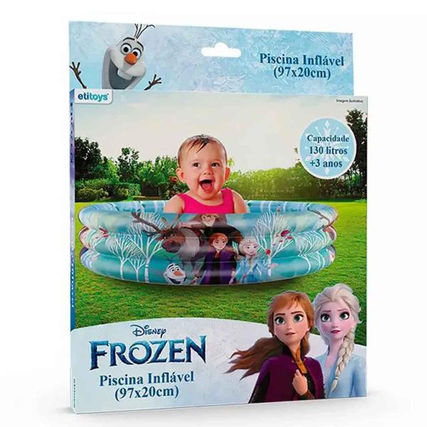 Imagem de Frozen Piscina Inflável Infantil 130 Litros 97x20cm Original Disney  Etitoys  Crianças +3 Anos