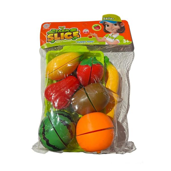 Imagem de Fruta de Brinquedo Com tiras autocolantes Comidinha Para Cortar Educativo Alimentos Vegetais