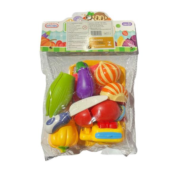 Imagem de Fruta de Brinquedo Com tiras autocolantes Comidinha Para Cortar Educativo Alimentos Vegetais