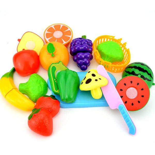 Imagem de Fruta de Brinquedo Com tiras autocolantes Comidinha Para Cortar Educativo Alimentos Vegetais