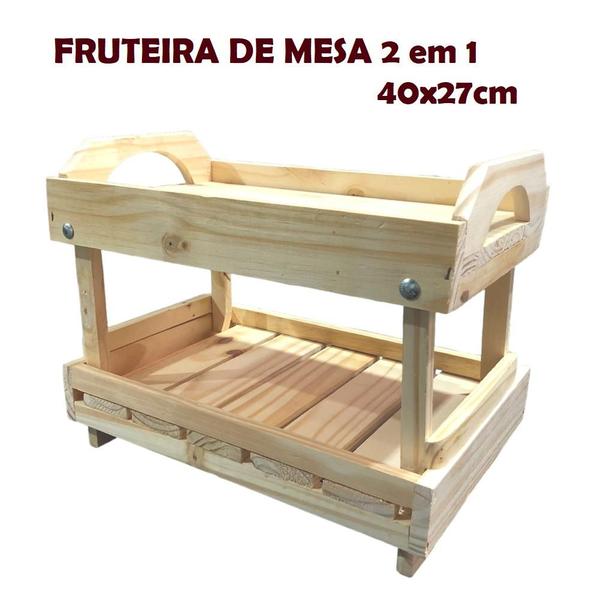 Imagem de Fruteira 2 Andares Rustica de Mesa 2 em 1 em Madeira Mdf