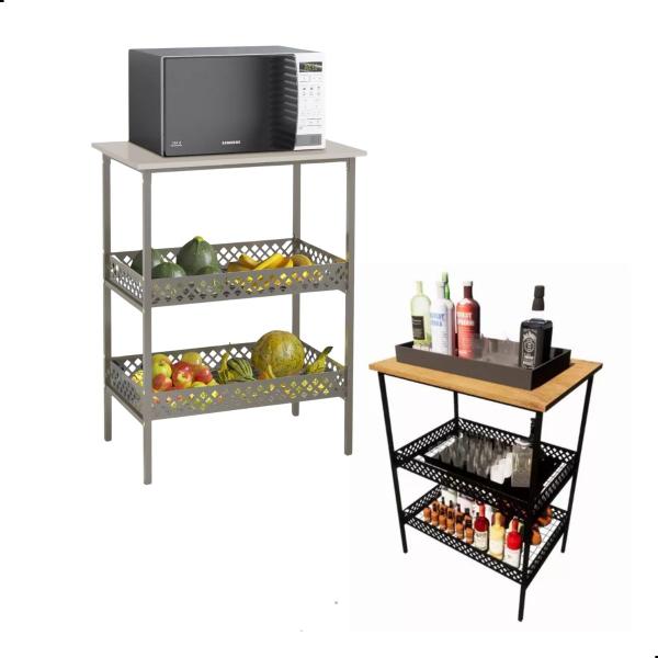 Fruteira Aparador Barzinho Estilo industrial 2 Cesto Sofisticado Espaçosa Fácil Montagem - Utilika distribuidora Imagem de Fruteira Aparador Barzinho Estilo industrial 2 Cesto Sofisticado Espaçosa Fácil Montagem