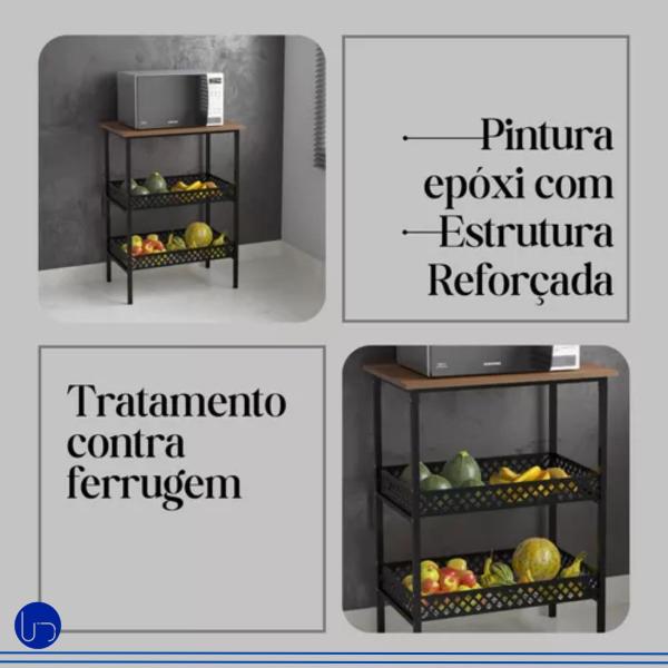 Fruteira Aparador Barzinho Estilo industrial 2 Cesto Sofisticado Espaçosa Fácil Montagem - Utilika distribuidora Imagem de Fruteira Aparador Barzinho Estilo industrial 2 Cesto Sofisticado Espaçosa Fácil Montagem