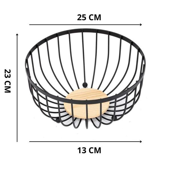 Imagem de Fruteira Aramada Centro Decorativo Em Metal Preto Fosco