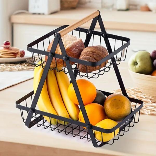 Fruteira Aramada De Mesa Multiuso Organizador 2andares Metal - Clink Imagem de Fruteira Aramada De Mesa Multiuso Organizador 2andares Metal