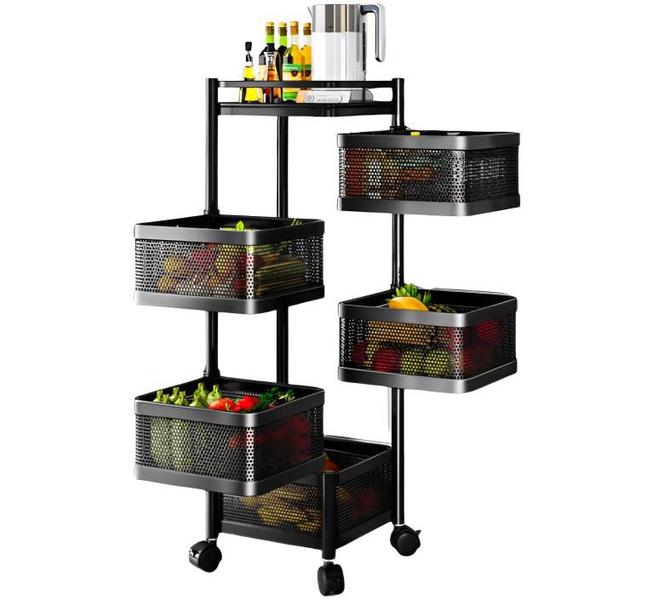 Fruteira Articulada 5 Andares Com Rodas e Cestas Giratórias - NOTUZ Fruteira Articulada 5 Andares Com Rodas e Cestas Giratórias - NOTUZ