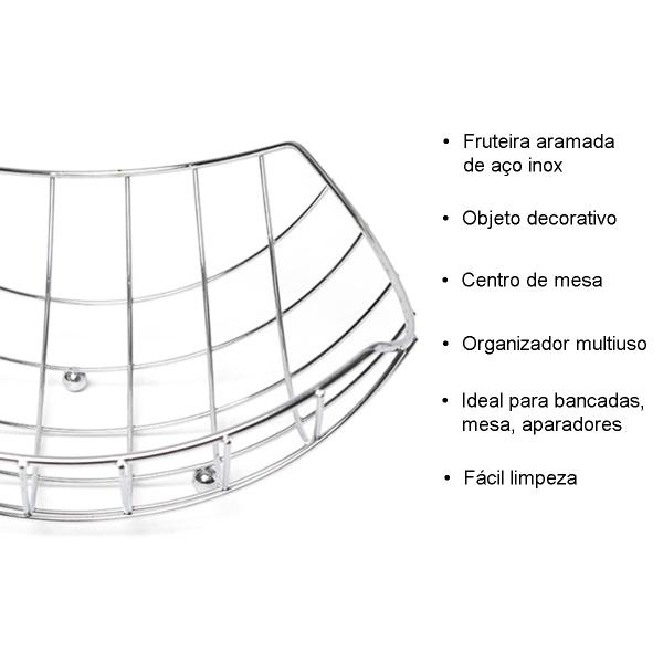 Imagem de Fruteira Centro de Mesa Metal Multiuso Giratório Organizador Frutas Ovos Legumes Enfeite Cozinha Decoração Presente 24cm