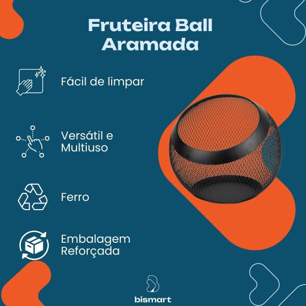 Imagem de Fruteira Cesta Multiuso Frutas Aramado Metal Versátil Resistente Preto