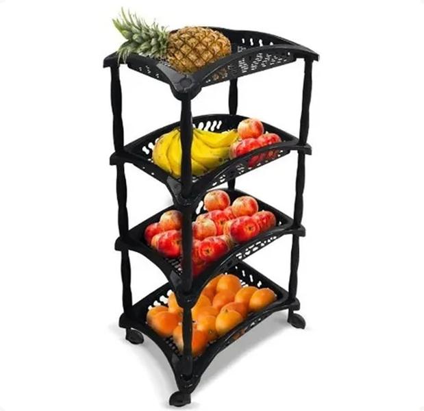 Fruteira Chão Cozinha Cesto Organizador Empalhável 4 Andares - Arqplast Imagem de Fruteira Chão Cozinha Cesto Organizador Empalhável 4 Andares