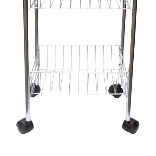Fruteira com rodinhas cromado com 2 cestos para cozinha - PASSERINI Imagem de Fruteira com rodinhas cromado com 2 cestos para cozinha