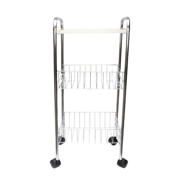 Fruteira com rodinhas cromado com 2 cestos para cozinha - PASSERINI Imagem de Fruteira com rodinhas cromado com 2 cestos para cozinha