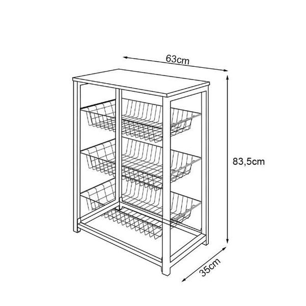 Imagem de Fruteira com Suporte para Micro-ondas Barcelona Aço Branco Cesto Preto Tampo Amendoa