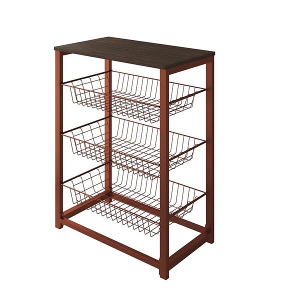 Fruteira com Suporte para Micro-ondas Barcelona Aço Cobre Cesto Cobre Tampo Amêndoa - Up Home Imagem de Fruteira com Suporte para Micro-ondas Barcelona Aço Cobre Cesto Cobre Tampo Amêndoa