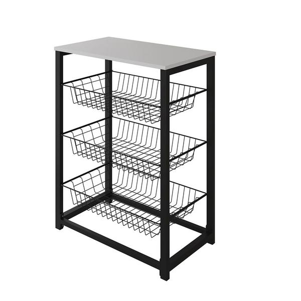 Fruteira com Suporte para Micro-ondas Barcelona Aço Preto Cesto Preto Tampo Branco - CASA PRIME Imagem de Fruteira com Suporte para Micro-ondas Barcelona Aço Preto Cesto Preto Tampo Branco