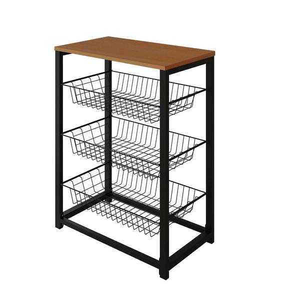 Fruteira com Suporte para Micro-ondas Barcelona Aço Preto Cesto Preto Tampo Canela - CASA PRIME Imagem de Fruteira com Suporte para Micro-ondas Barcelona Aço Preto Cesto Preto Tampo Canela