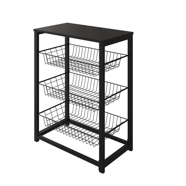 Fruteira com Suporte para Micro-ondas Barcelona Aço Preto Cesto Preto Tampo Preto - CASA PRIME Imagem de Fruteira com Suporte para Micro-ondas Barcelona Aço Preto Cesto Preto Tampo Preto