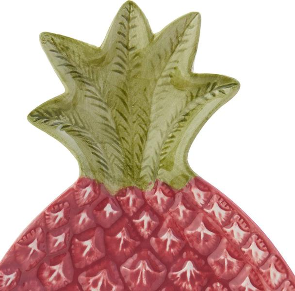 Imagem de Fruteira De Ceramica Pineapple Adorno Abacaxi Rosa e verde