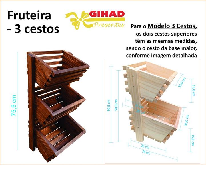 Fruteira de Chão 3 Andares Imbuia de Madeira Nova Qualidade Suporte Frutas Jardineira - Gihad Presentes Imagem de Fruteira de Chão 3 Andares Imbuia de Madeira Nova Qualidade Suporte Frutas Jardineira