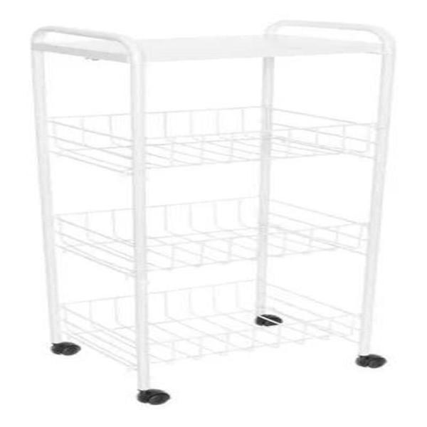 Fruteira De Chão 3 Cestos Andares Metal Rodinhas Cozinha Branca - Metaltru Imagem de Fruteira De Chão 3 Cestos Andares Metal Rodinhas Cozinha Branca