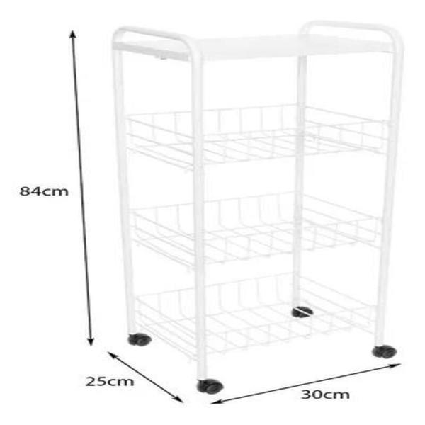 Fruteira De Chão 3 Cestos Andares Metal Rodinhas Cozinha Branca - Metaltru Imagem de Fruteira De Chão 3 Cestos Andares Metal Rodinhas Cozinha Branca