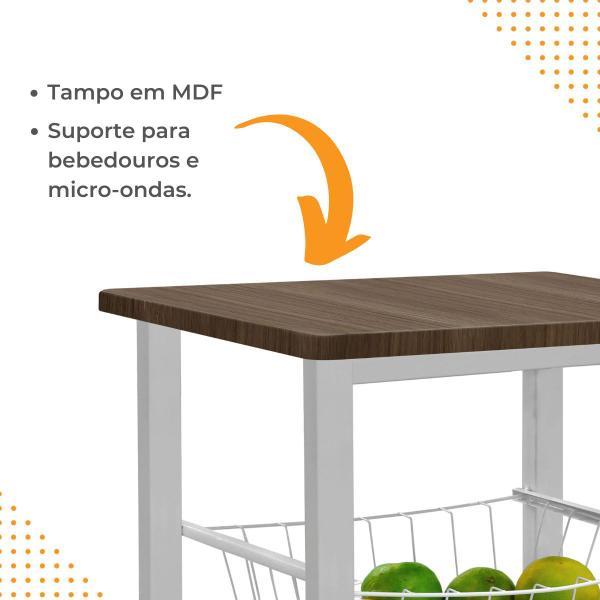 Imagem de Fruteira de Chão Aramada Cozinha Metal Madeira Moderna Mesa