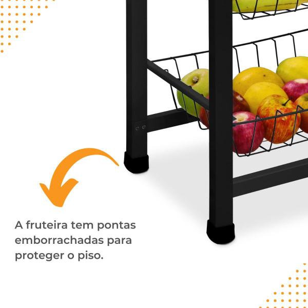 Imagem de Fruteira de Chão Aramada Cozinha Metal Madeira Moderna Mesa