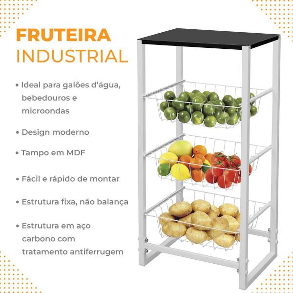 Imagem de Fruteira De Chão Aramada Cozinha Metal Madeira Moderna Mesa