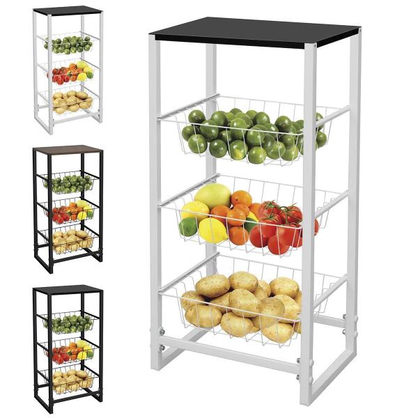 Fruteira De Chão Aramada Cozinha Metal Madeira Moderna Mesa - Utility Imagem de Fruteira De Chão Aramada Cozinha Metal Madeira Moderna Mesa