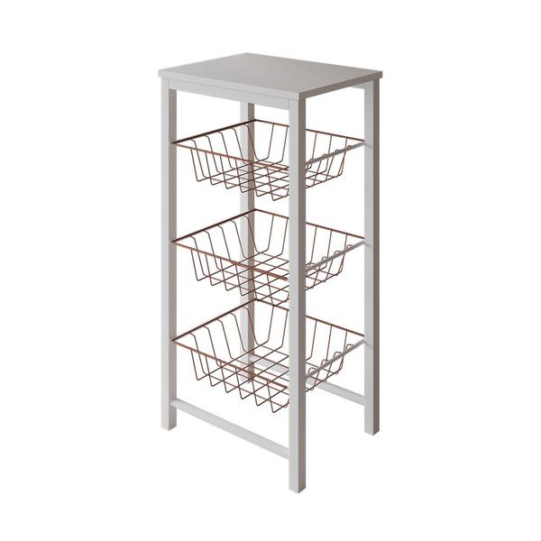 Fruteira de Chão Cozinha Montada Aço Branco Cesto Cobre Tampo Branco Roma - CASA PRIME Imagem de Fruteira de Chão Cozinha Montada Aço Branco Cesto Cobre Tampo Branco Roma