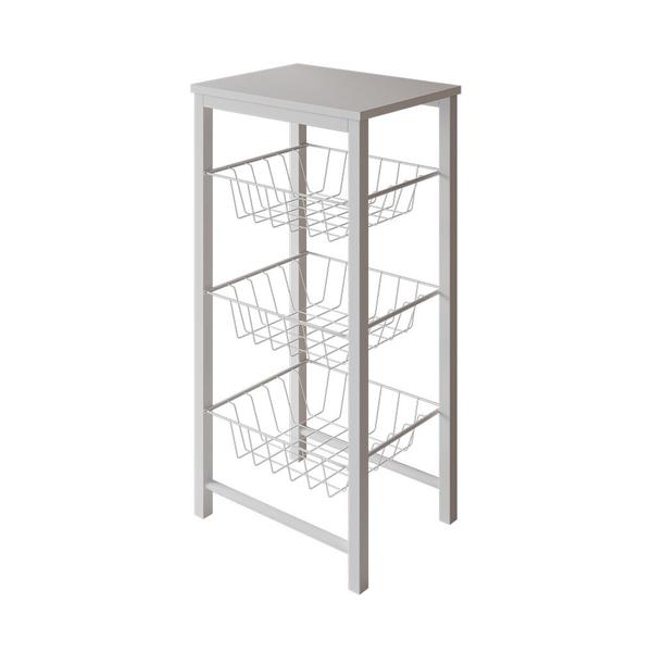 Fruteira de Chão Cozinha Montada Aço Branco Tampo Branco Roma - CASAPRIME Imagem de Fruteira de Chão Cozinha Montada Aço Branco Tampo Branco Roma