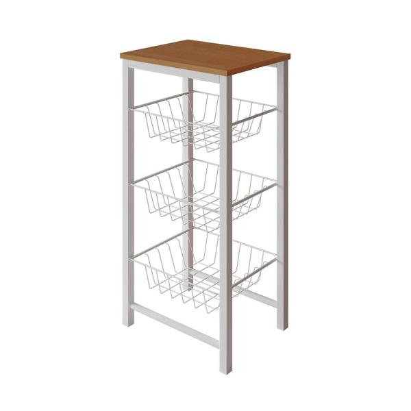 Fruteira de Chão Cozinha Montada Aço Branco Tampo Canela Roma - Up Home Imagem de Fruteira de Chão Cozinha Montada Aço Branco Tampo Canela Roma