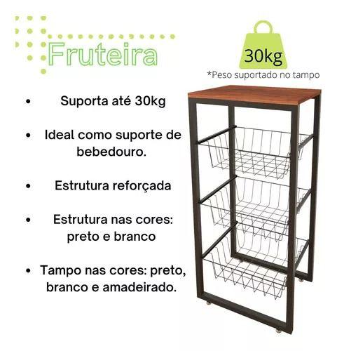 Fruteira De Chão Cozinha Preto Fosco Em Aço Mdf Amadeirado - UTILITY GOLD LAR Imagem de Fruteira De Chão Cozinha Preto Fosco Em Aço Mdf Amadeirado