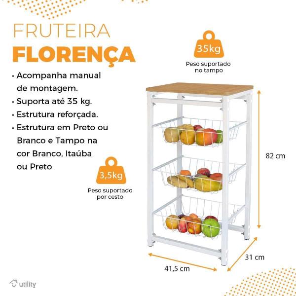 Imagem de Fruteira De Chao Cozinha Tampo Madeira Florenca De Ferro