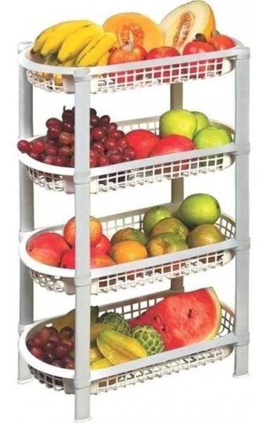 Fruteira De Chão Organizador De Plástico Multiuso 4 Cestos - Sao Bernardo Imagem de Fruteira De Chão Organizador De Plástico Multiuso 4 Cestos