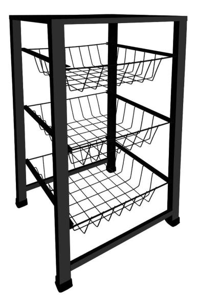 Fruteira De Chão Para Cozinha 3 Cestos Preto Fosco Multiuso - Belolar Imagem de Fruteira De Chão Para Cozinha 3 Cestos Preto Fosco Multiuso