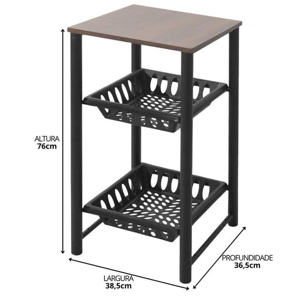 Fruteira De Chão Para Cozinha Bebedouro Filtro Galão De Água Tampo Madeira Mdf 2 Cestos Plástico Suporte Em Aço - D'DUZZA MIX Imagem de Fruteira De Chão Para Cozinha Bebedouro Filtro Galão De Água Tampo Madeira Mdf 2 Cestos Plástico Suporte Em Aço
