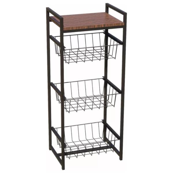 Fruteira De Chão Para Cozinha Estilo Industrial Com 3 Cestos - Decorlidi Imagem de Fruteira De Chão Para Cozinha Estilo Industrial Com 3 Cestos