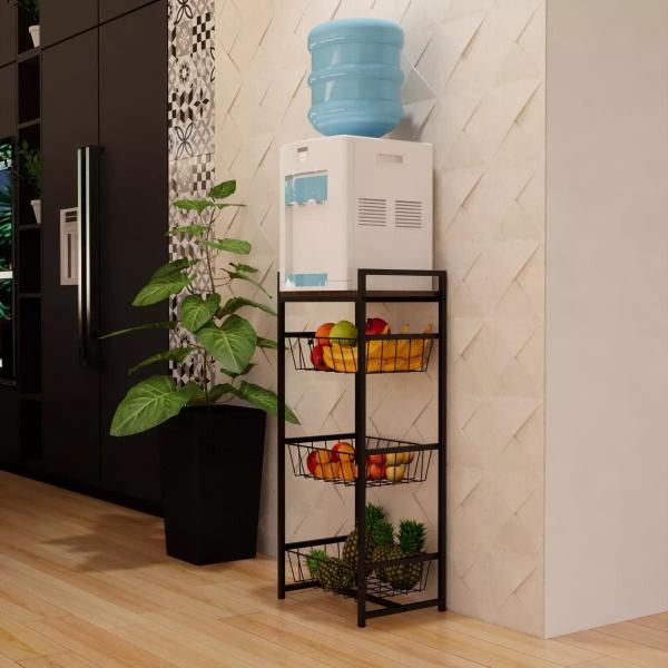 Fruteira De Chão Para Cozinha Estilo Industrial Com 3 Cestos - Decorlidi Imagem de Fruteira De Chão Para Cozinha Estilo Industrial Com 3 Cestos
