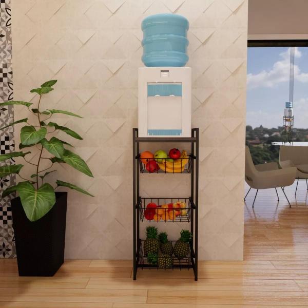 Fruteira De Chão Para Cozinha Estilo Industrial Com 3 Cestos - Decorlidi Imagem de Fruteira De Chão Para Cozinha Estilo Industrial Com 3 Cestos