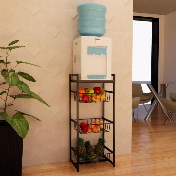 Fruteira De Chão Para Cozinha Estilo Industrial Com 3 Cestos - Decorlidi Imagem de Fruteira De Chão Para Cozinha Estilo Industrial Com 3 Cestos