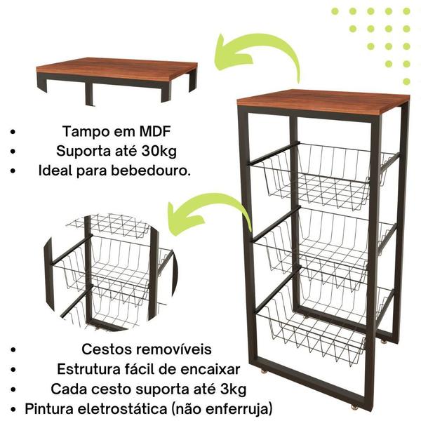 Fruteira De Chão Para Cozinha Preto Fosco Em Aço Amadeirado - Belolar Imagem de Fruteira De Chão Para Cozinha Preto Fosco Em Aço Amadeirado