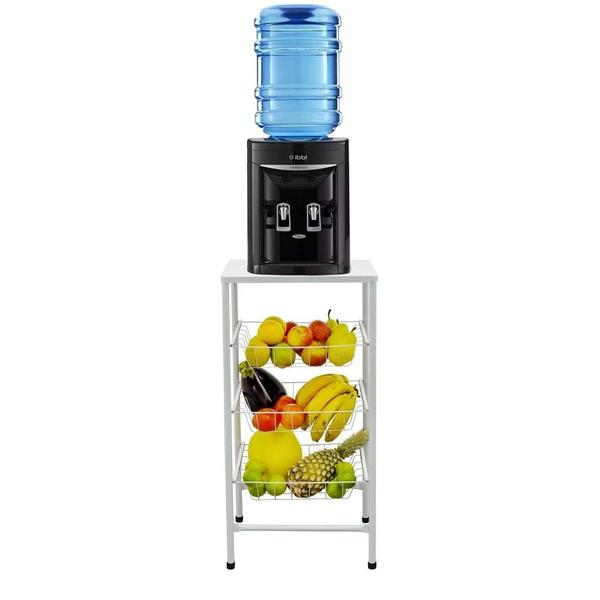 Fruteira De Chão Para Cozinha Suporte Galão De Água Bebedouro Purificador Multiuso 3 Cestos Aramado Removíveis - D'DUZZA MIX Imagem de Fruteira De Chão Para Cozinha Suporte Galão De Água Bebedouro Purificador Multiuso 3 Cestos Aramado Removíveis