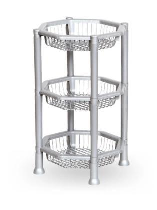 Fruteira de Chão Plástica Suporte 3 Andares Cesto Organizador Multiuso - Plasnew Imagem de Fruteira de Chão Plástica Suporte 3 Andares Cesto Organizador Multiuso - Plasnew