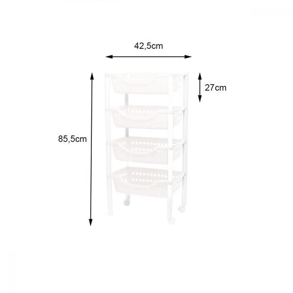 Fruteira de Chão Plástico Multiuso Rodízios Desmontável Cesto Organizador Frutas Utensílios Cozinha Produtos Limpeza - Maximaplast Imagem de Fruteira de Chão Plástico Multiuso Rodízios Desmontável Cesto Organizador Frutas Utensílios Cozinha Produtos Limpeza