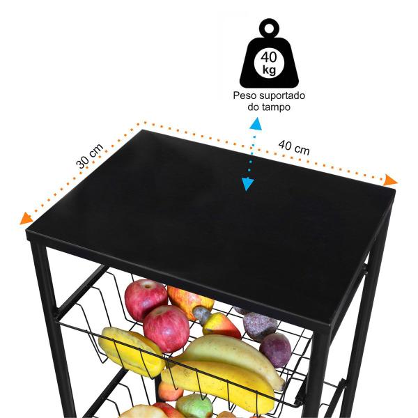 Fruteira de Chão Utilmix para Cozinha em Aço Ferro Preta - Utility Imagem de Fruteira de Chão Utilmix para Cozinha em Aço Ferro Preta