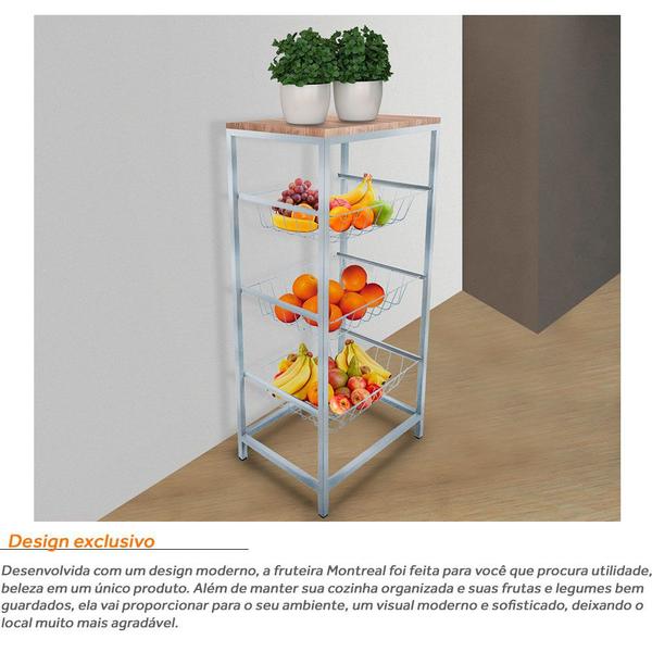 Fruteira De Cozinha De Chão Montreal Em Aço E Mdf 3 Cestos - Genus Móveis Imagem de Fruteira De Cozinha De Chão Montreal Em Aço E Mdf 3 Cestos