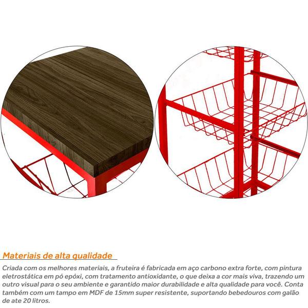 Fruteira De Cozinha De Chão Montreal Em Aço E Mdf 3 Cestos - Genus Móveis Imagem de Fruteira De Cozinha De Chão Montreal Em Aço E Mdf 3 Cestos