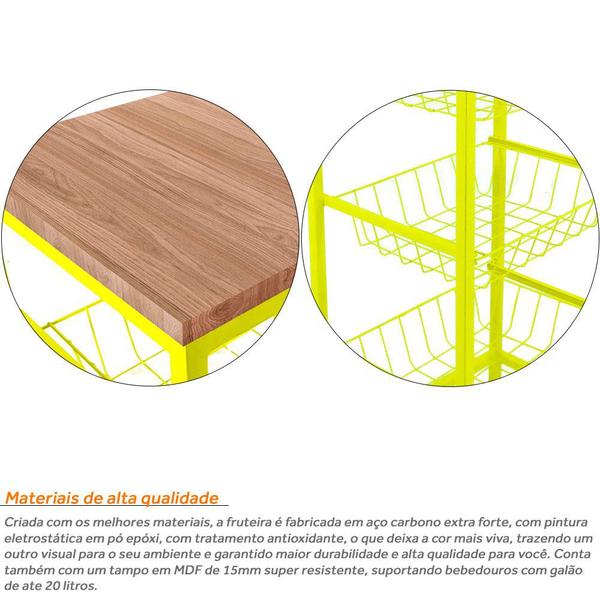 Fruteira De Cozinha De Chão Montreal Em Aço E Mdf 3 Cestos - Genus Móveis Imagem de Fruteira De Cozinha De Chão Montreal Em Aço E Mdf 3 Cestos