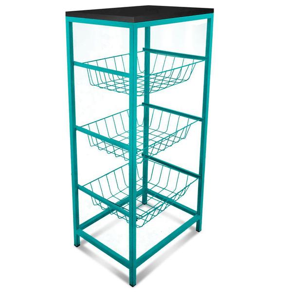 Fruteira De Cozinha De Chão Montreal Em Aço E Mdf 3 Cestos Verde e Preto - Genus Móveis Imagem de Fruteira De Cozinha De Chão Montreal Em Aço E Mdf 3 Cestos Verde e Preto
